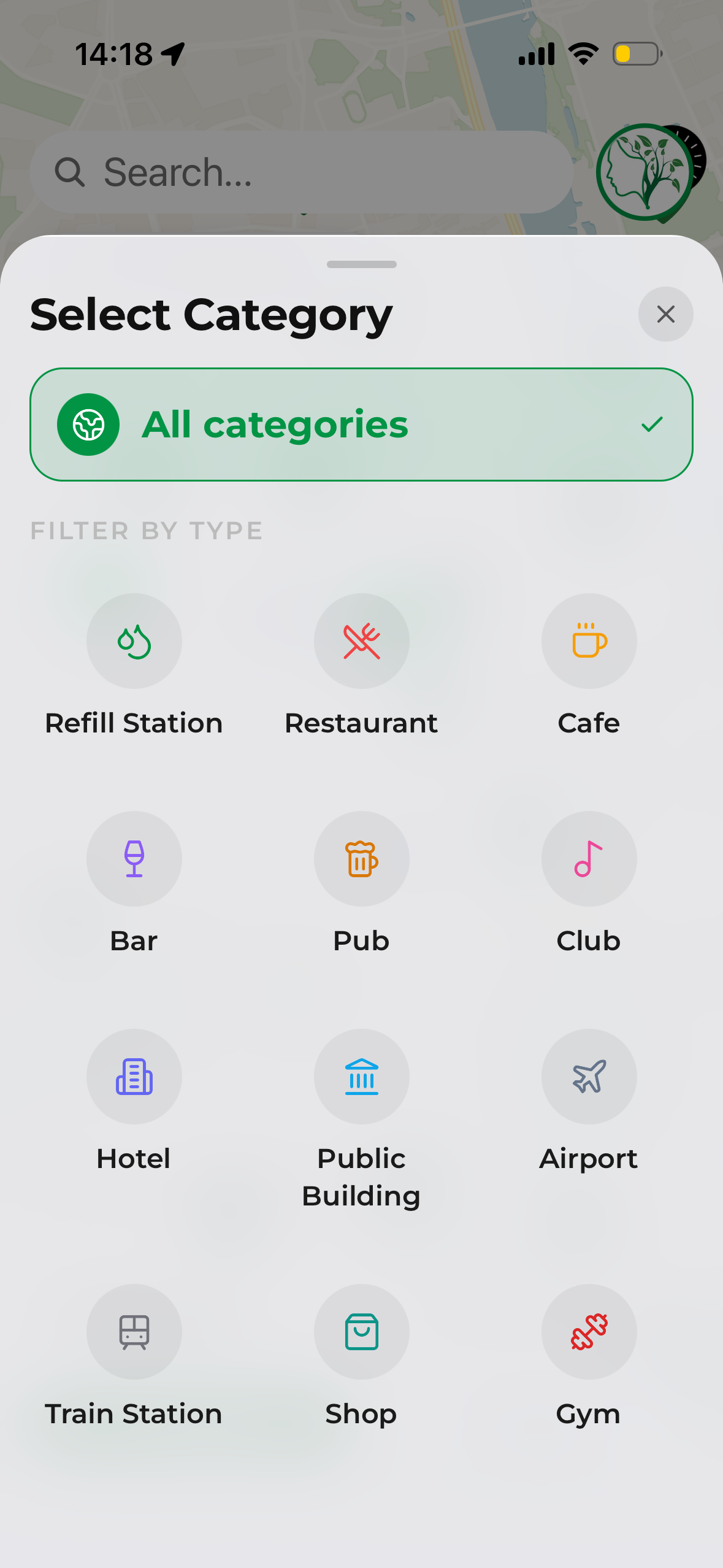 Category screen